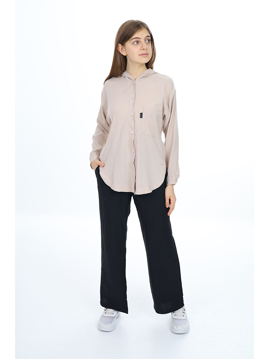 Ekru Kız Çocuk Flamlı Pamuk Alt Üst Takım P309-2