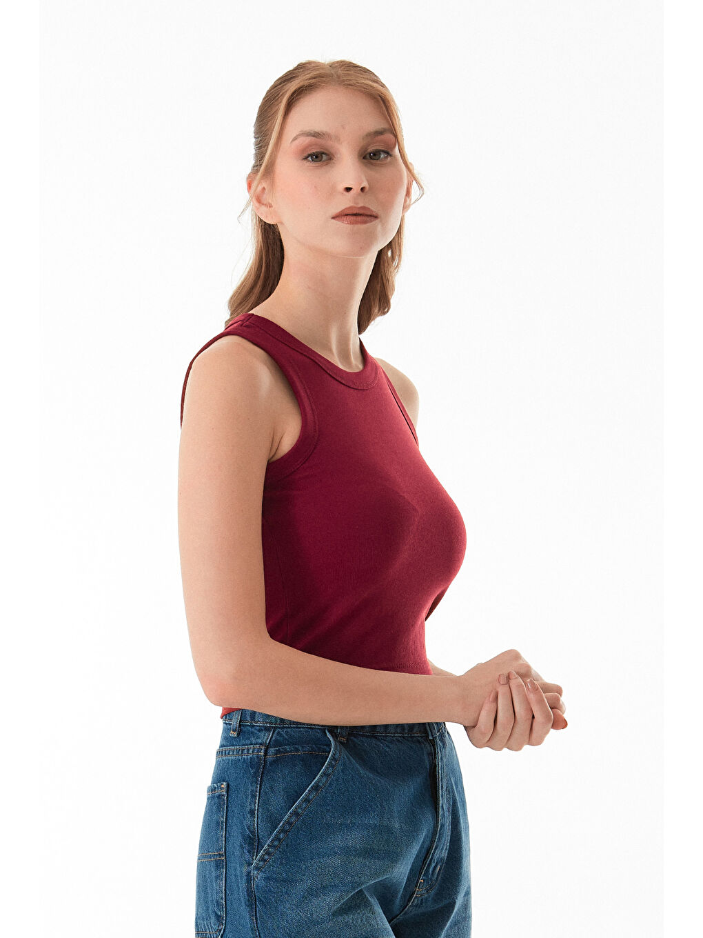 Bordo Basic Halter Yaka Body-3