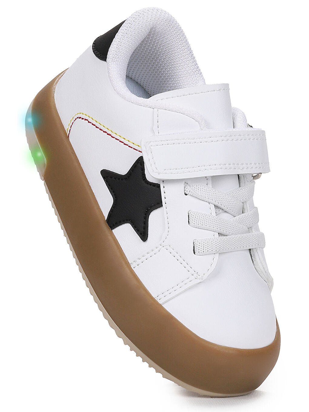 Beyaz Rena Günlük Cırtlı Işıklı Kız Bebek Spor Ayakkabı