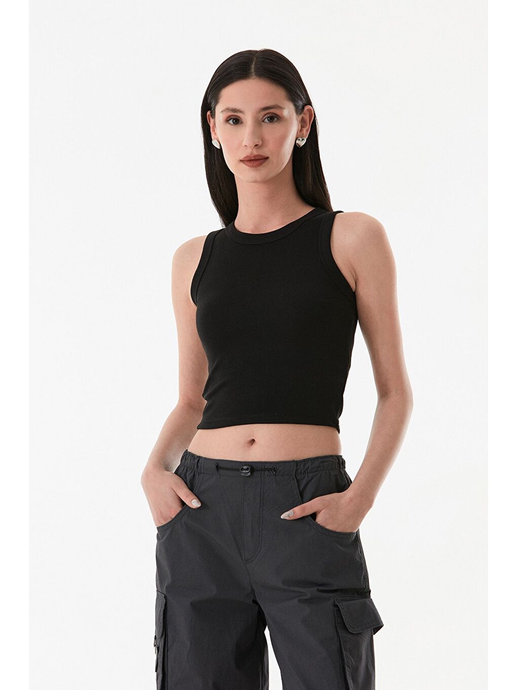 Siyah Basic Halter Yaka Body