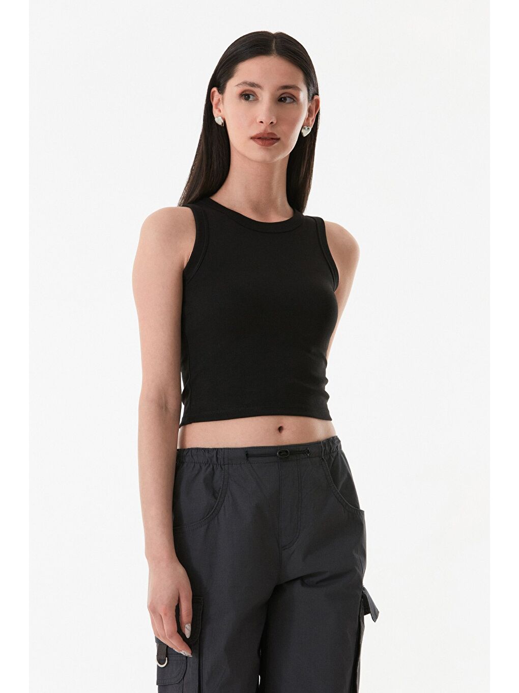 Siyah Basic Halter Yaka Body-2