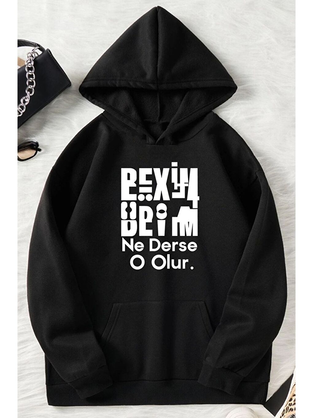 uyguntarz Siyah Beyim Ne Derse O Olur Katlamalı Sweatshirt - 1