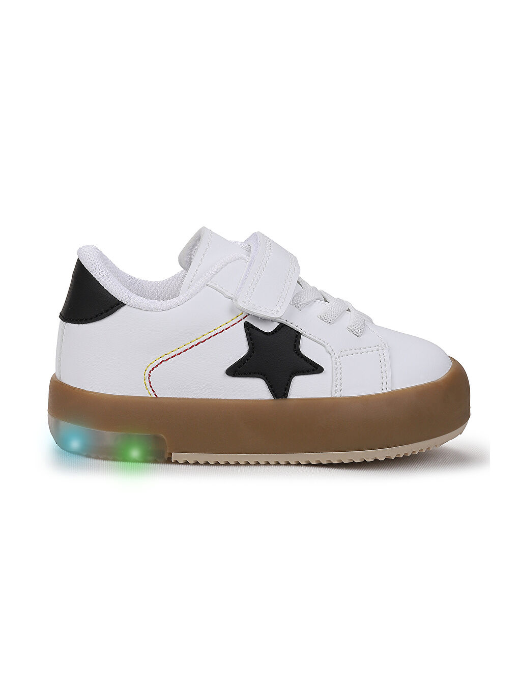 Beyaz Rena Günlük Cırtlı Işıklı Kız Bebek Spor Ayakkabı-2