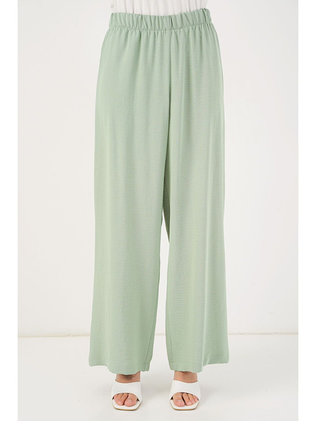 Yeşil Kadın Önü Bağcıklı Tunik Pantolon İkili Takım 6744 - Mint-4