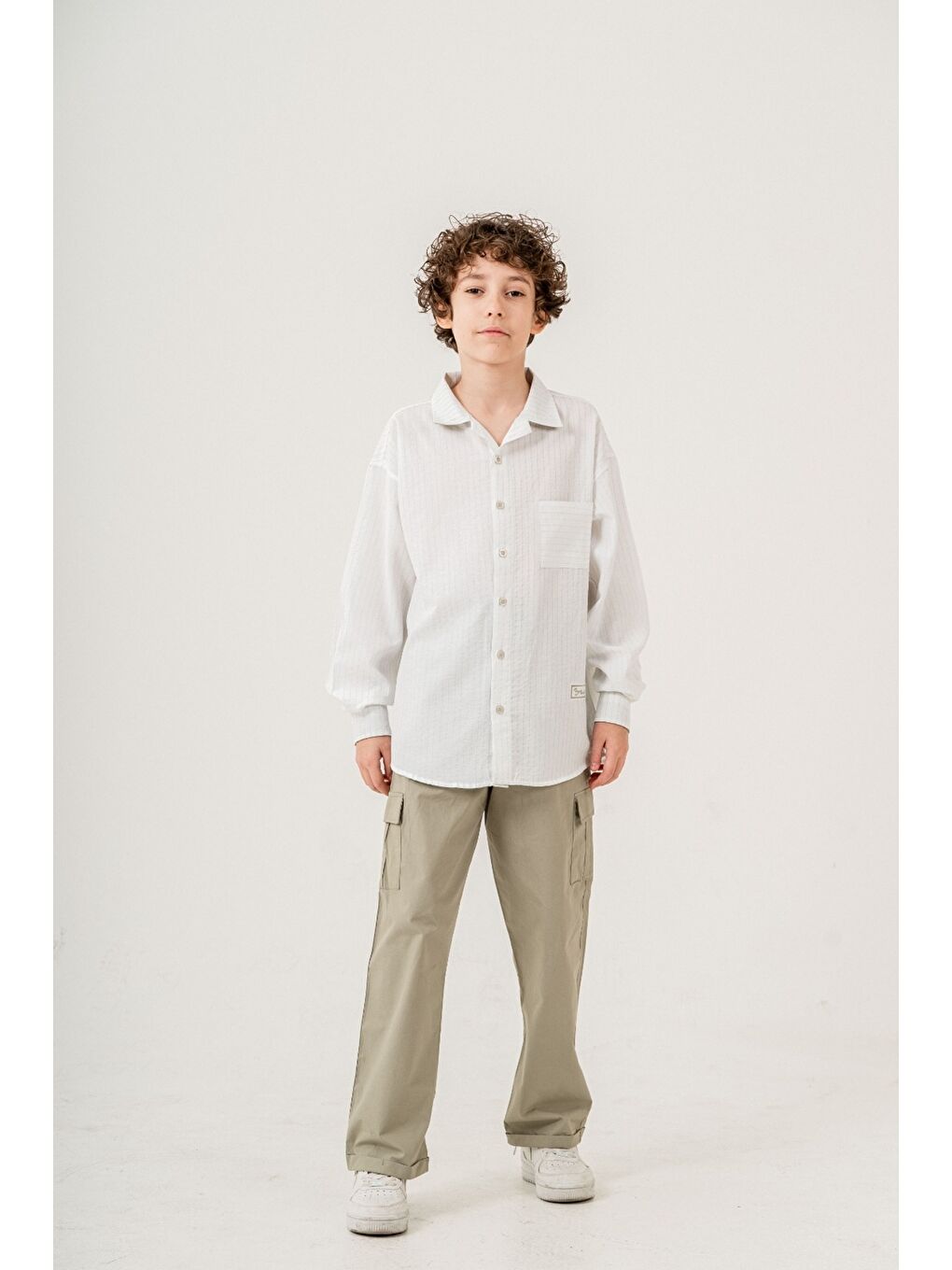 Beyaz Erkek Çocuk 2'li Takım (Gömlek+Pantolon) P1015-2