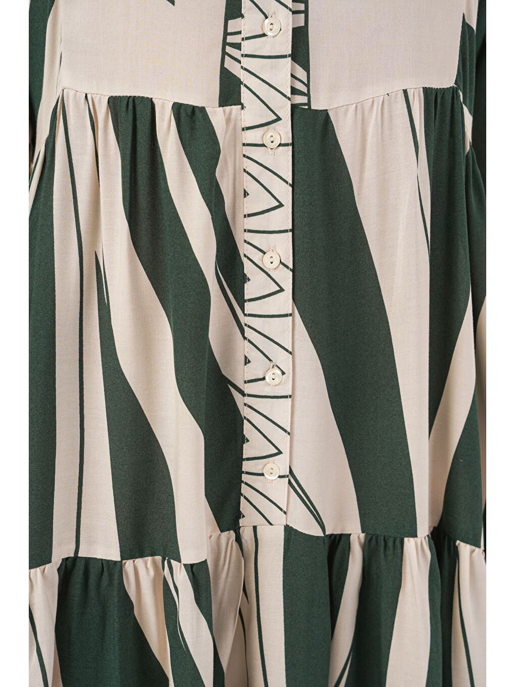 Turkuaz Kadın Desenli Uzun Tesettür Elbise 2585 - A. Zümrüt Yeşili-4