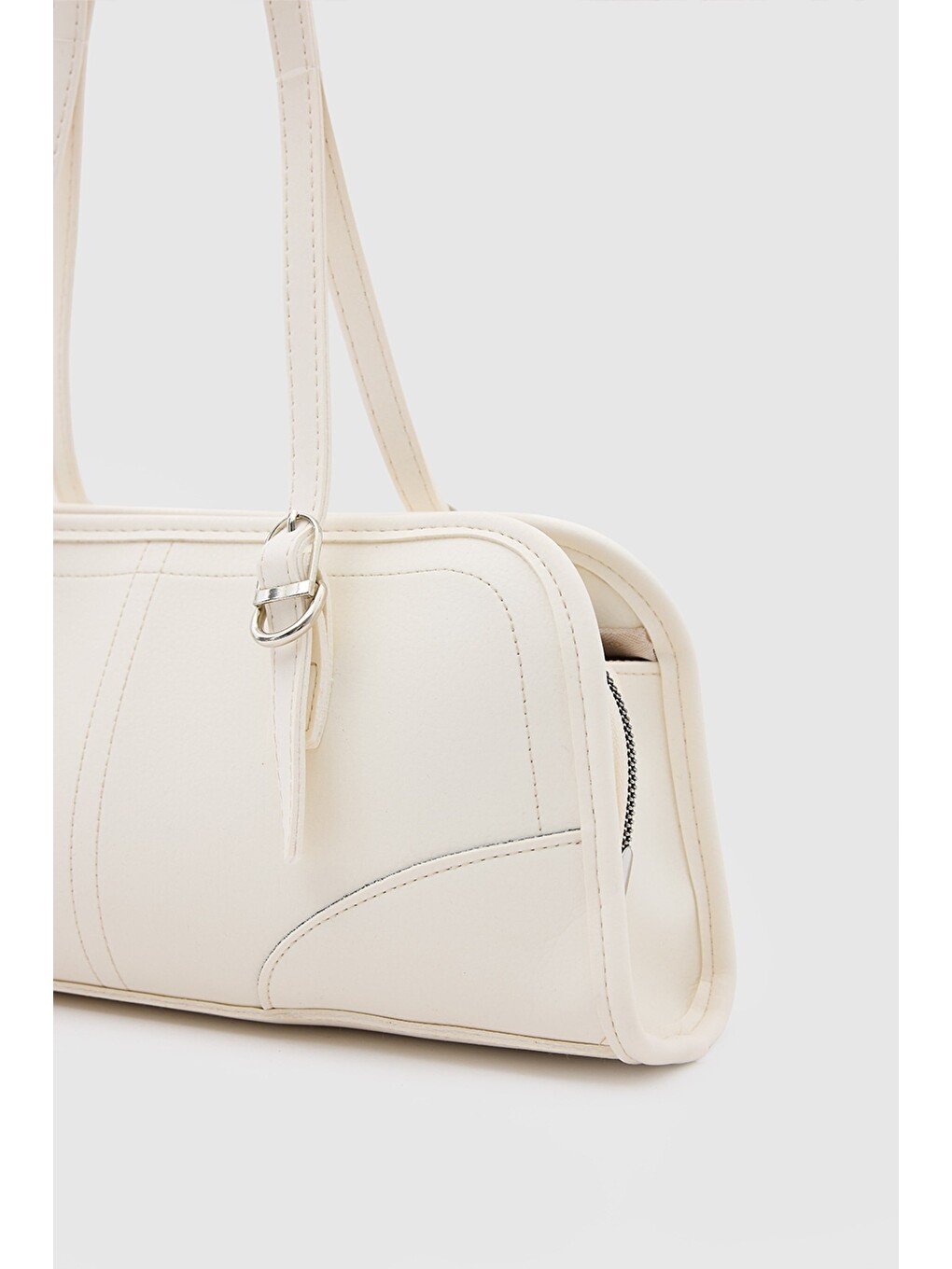 Ekru Vanity Baget Çanta Krem-1