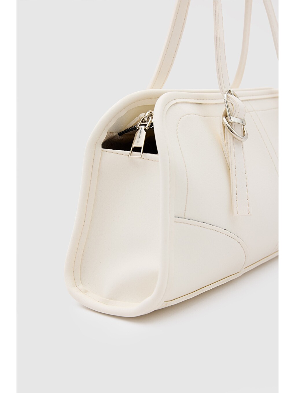 Ekru Vanity Baget Çanta Krem-2