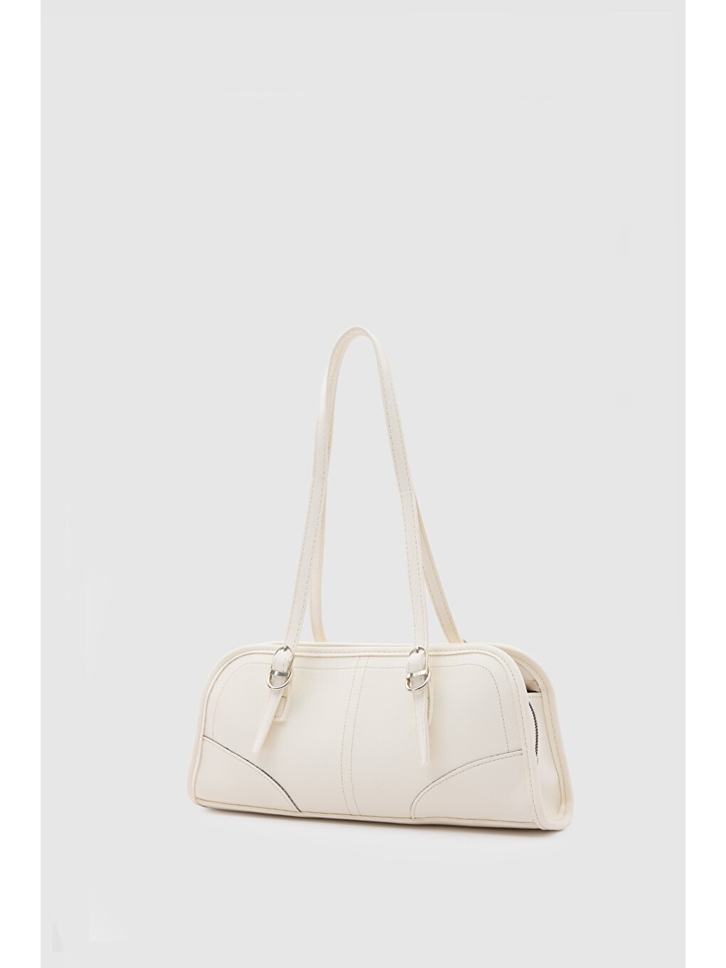 Ekru Vanity Baget Çanta Krem-4