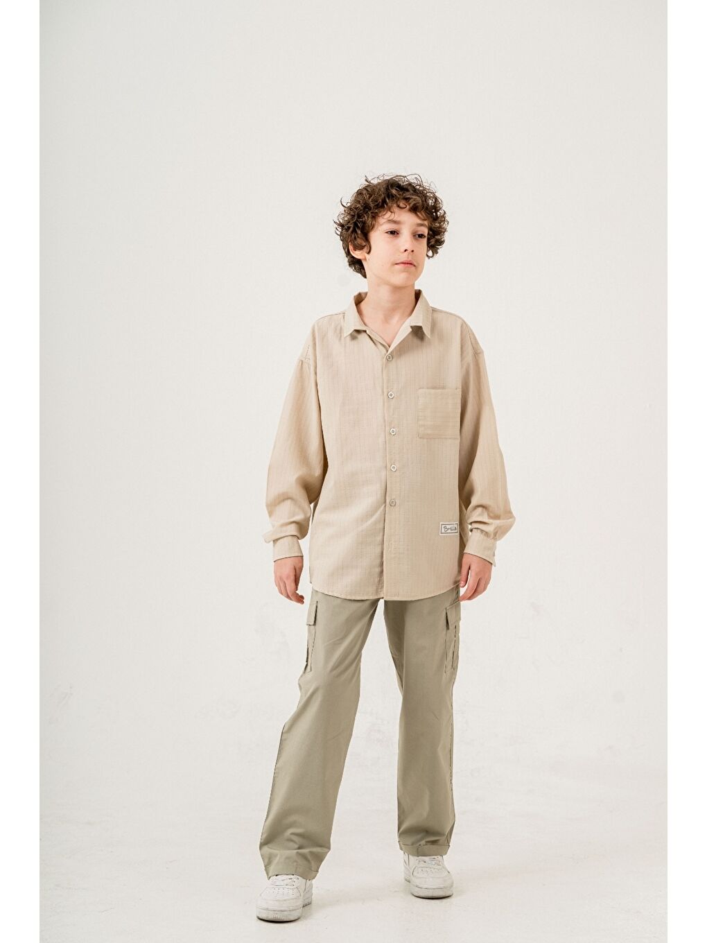 Ekru Erkek Çocuk 2'li Takım (Gömlek+Pantolon) P1015-1