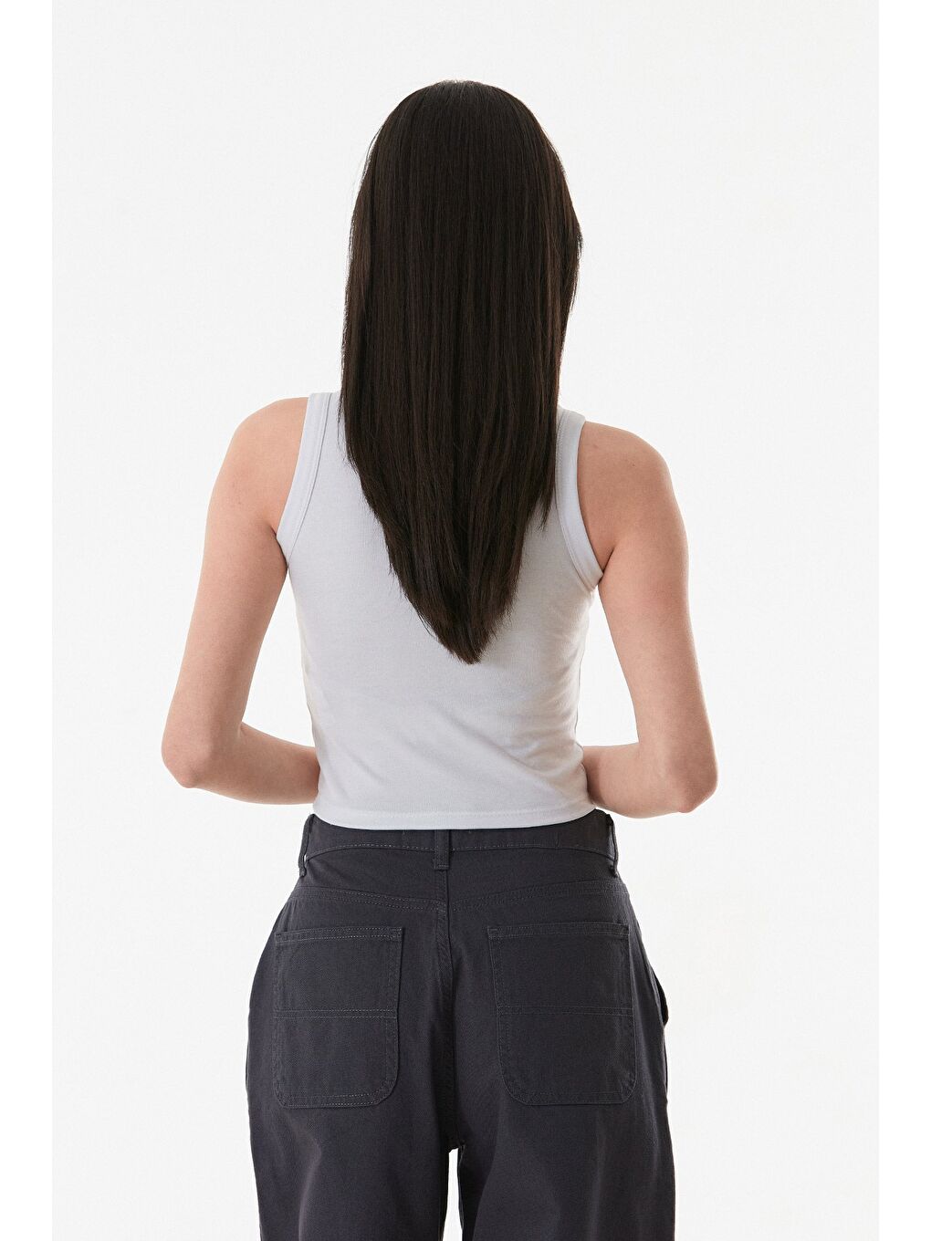 Beyaz Basic Halter Yaka Body-4