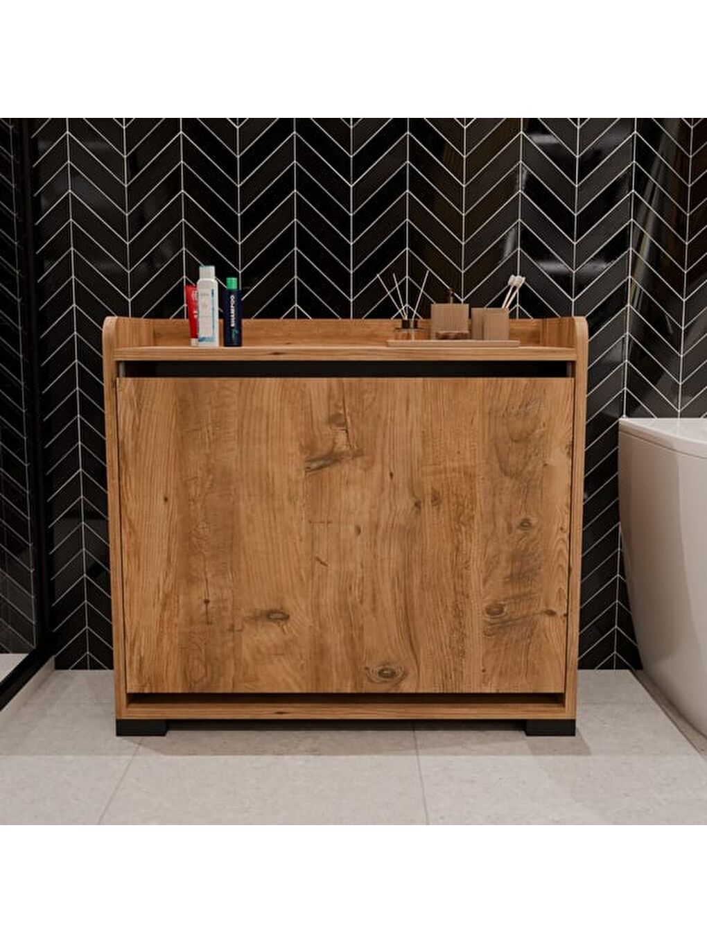 Kahverengi Duo 2 Bölmeli Çamaşır Dolabı - Atlantik Çam - 68x75x32 cm