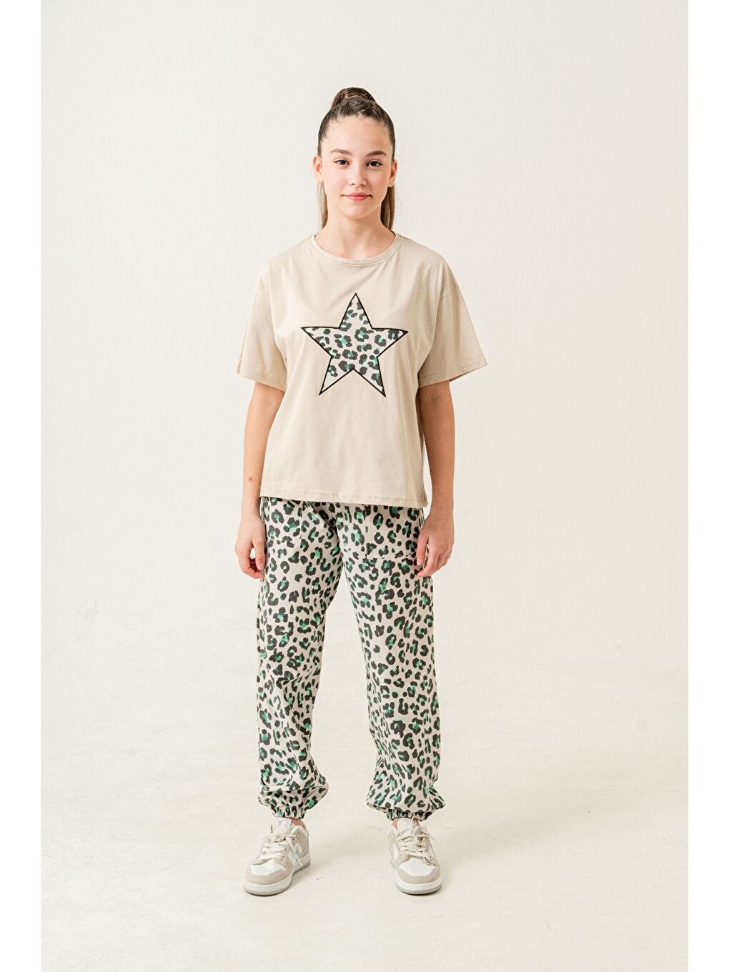 Yeşil Kız Çocuk 3'lü Takım (Ceket+Pantolon+Tişört) P1013-2