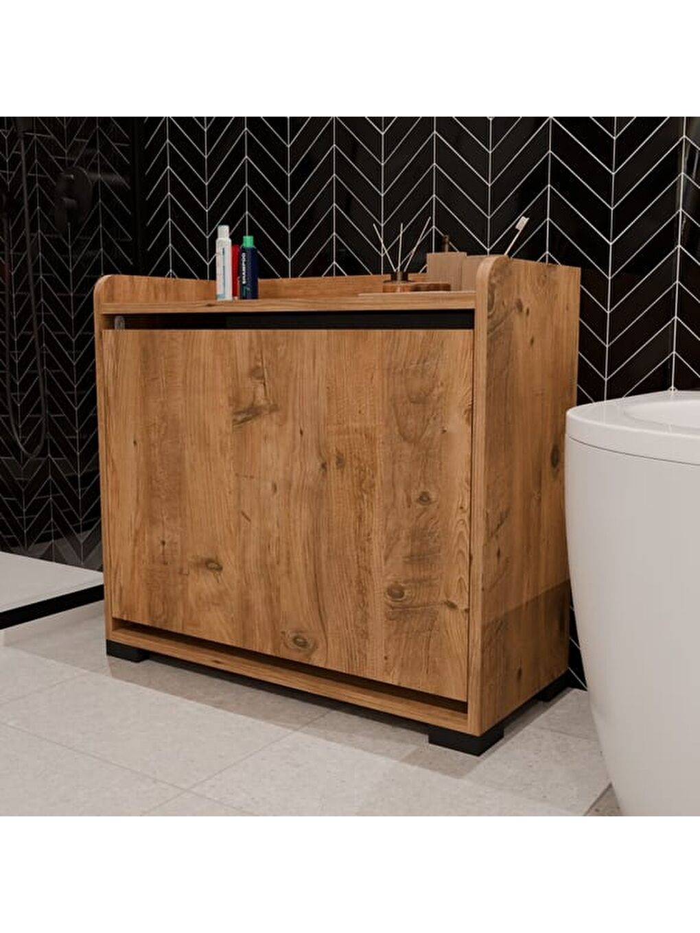 Kahverengi Duo 2 Bölmeli Çamaşır Dolabı - Atlantik Çam - 68x75x32 cm-2