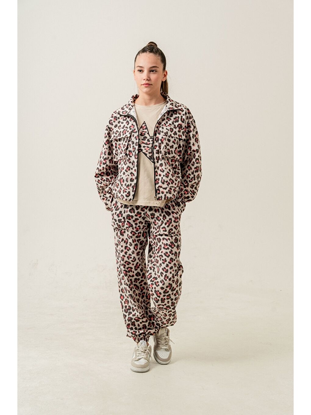 Fuşya Kız Çocuk 3'lü Takım (Ceket+Pantolon+Tişört) P1013