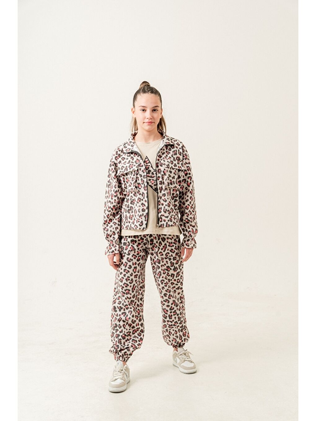 Fuşya Kız Çocuk 3'lü Takım (Ceket+Pantolon+Tişört) P1013-1