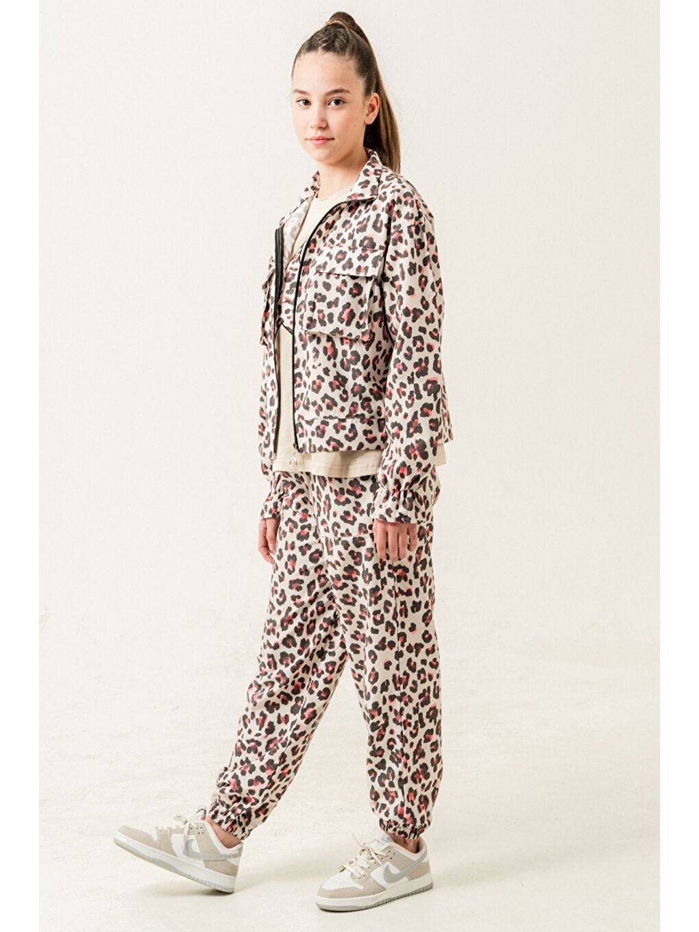 Fuşya Kız Çocuk 3'lü Takım (Ceket+Pantolon+Tişört) P1013-2