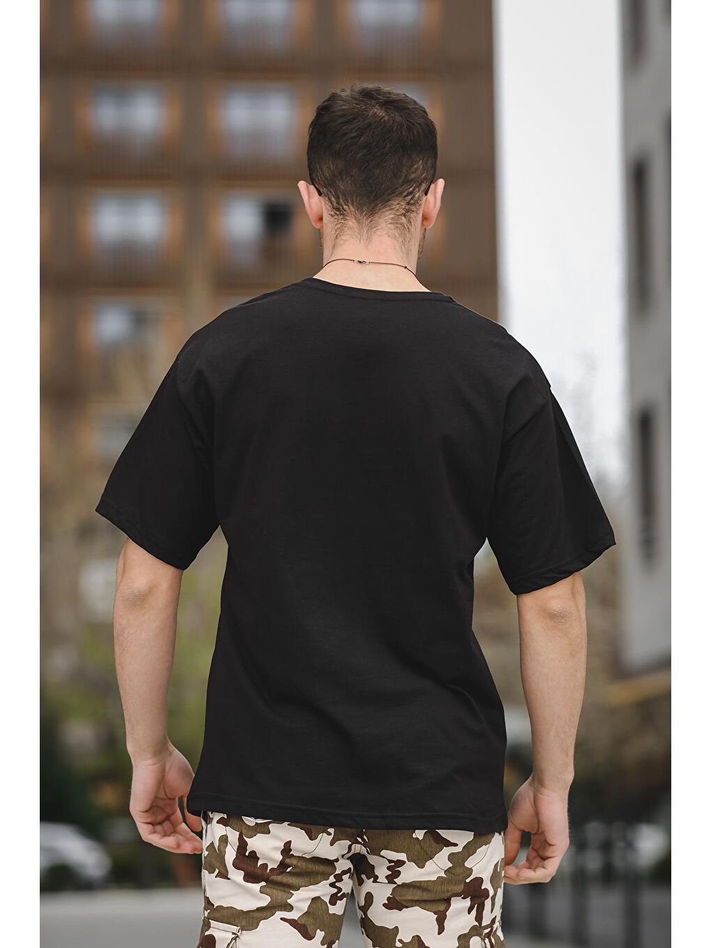 Siyah Dark Future Enjeksiyon Baskı Erkek  Tişört-3