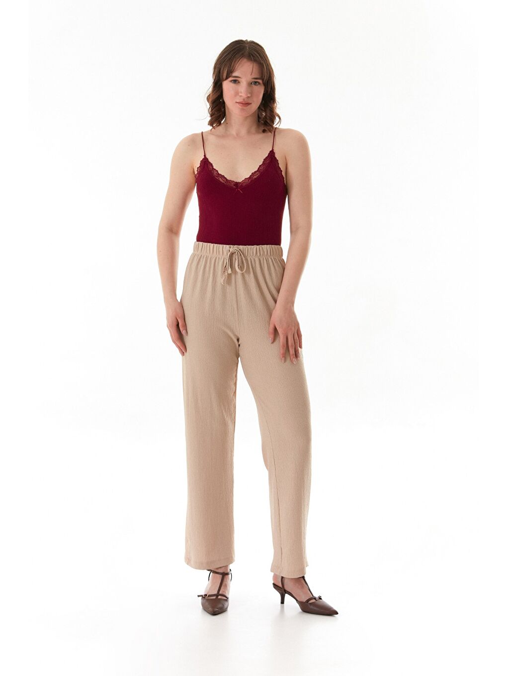 Bordo Fitilli Dantelli Kurdele Detaylı Çıtçıtlı Body-1