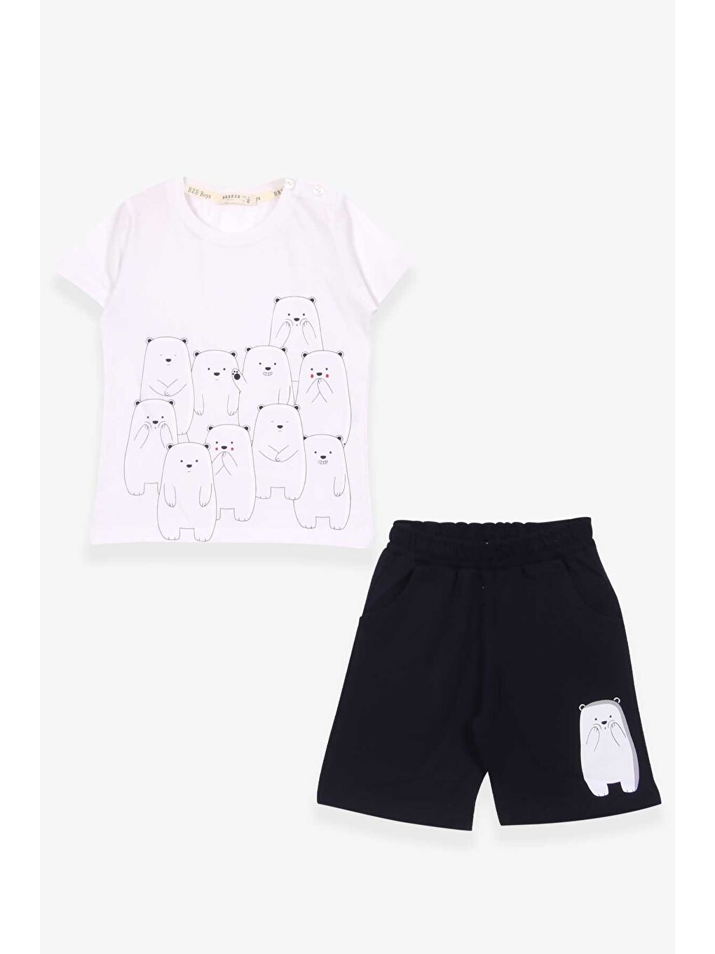 Erkek Bebek Şortlu Takım Kutup Ayıcık Baskılı Beyaz (1-1.5 Yaş)
