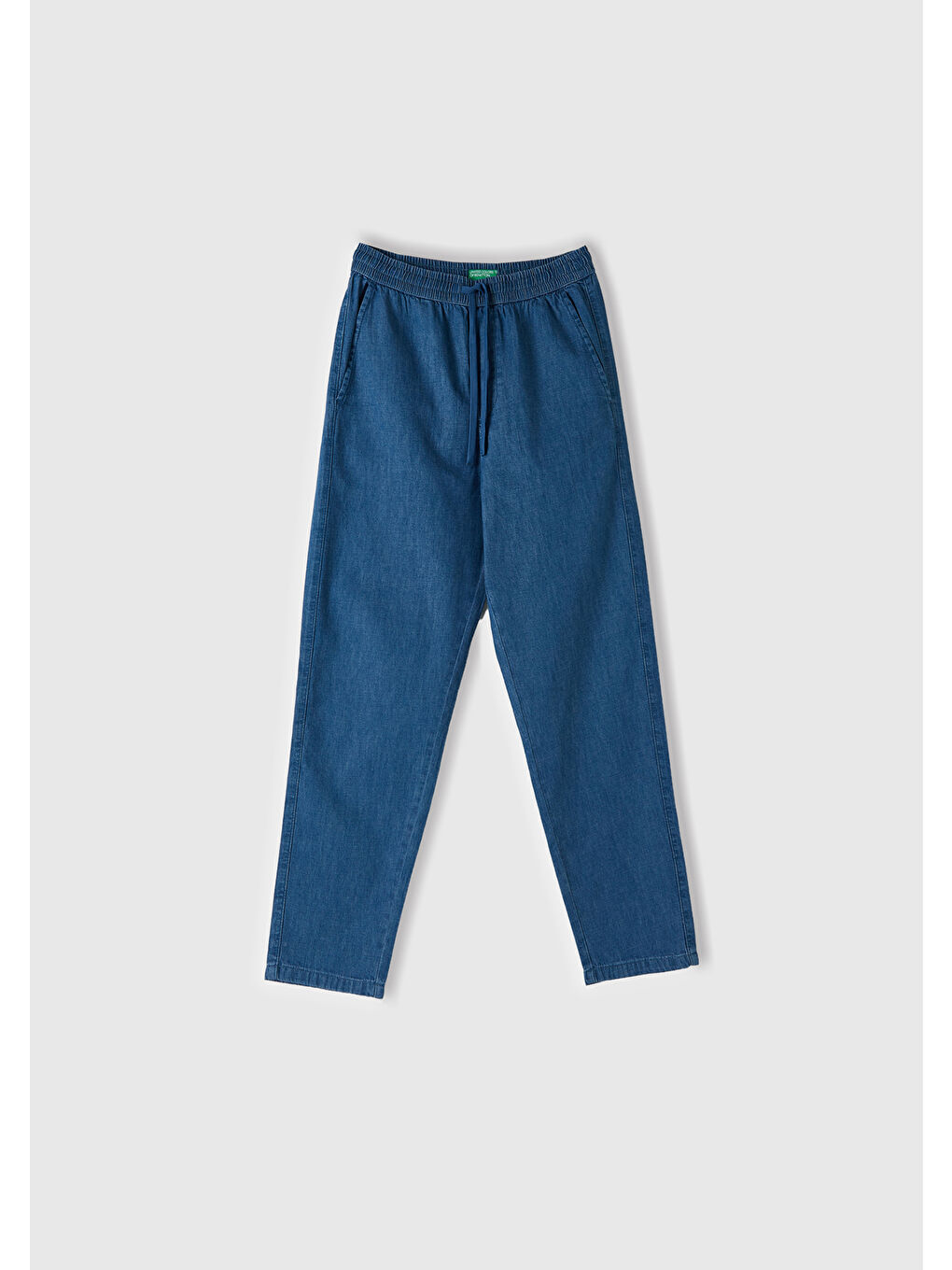 United Colors Of Benetton Erkek Lacivert %100 Pamuk 4 Cepli Beli Büzgülü İpli Denim Jogger Pantolon