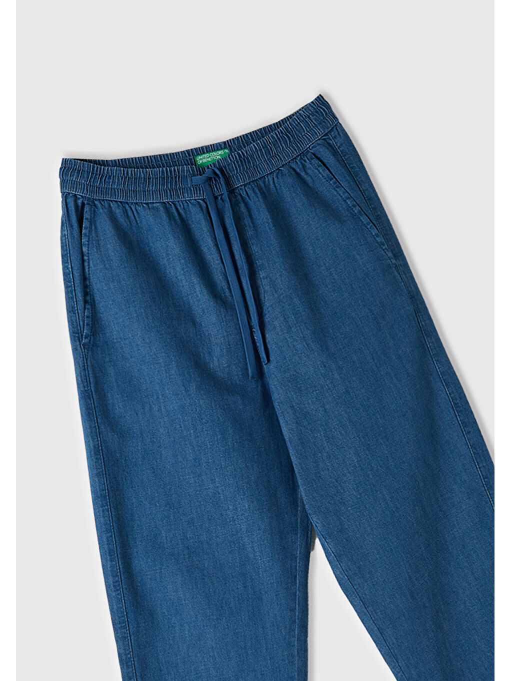 United Colors Of Benetton Erkek Lacivert %100 Pamuk 4 Cepli Beli Büzgülü İpli Denim Jogger Pantolon - 1