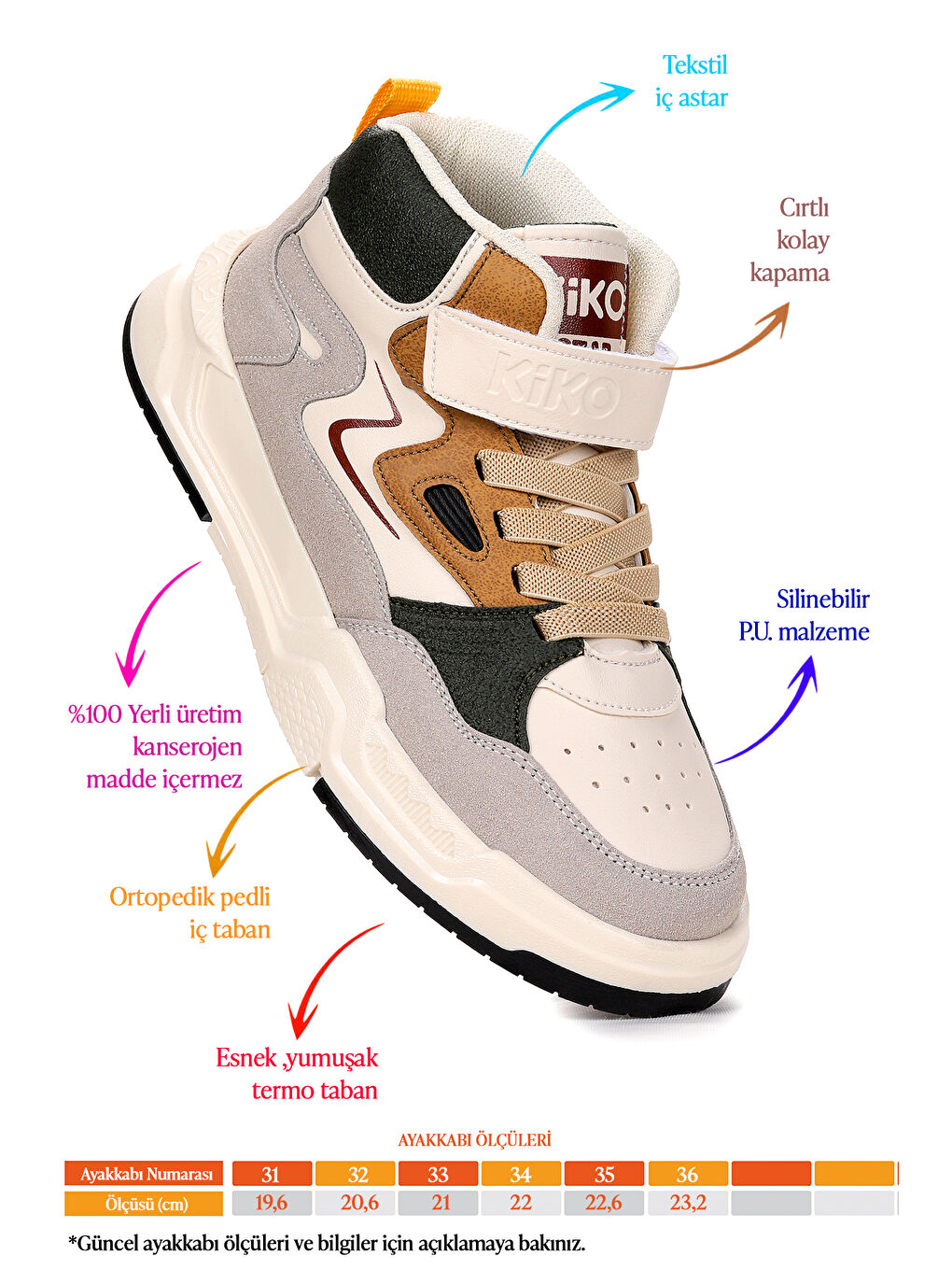 Ekru Hayka-3 Cırtlı Erkek Çocuk Spor Ayakkabı-1