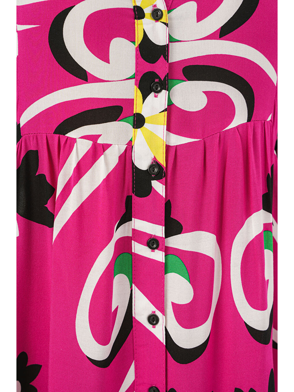 Kadın Desenli Uzun Tesettür Elbise 2585 - A.Fuşya-4