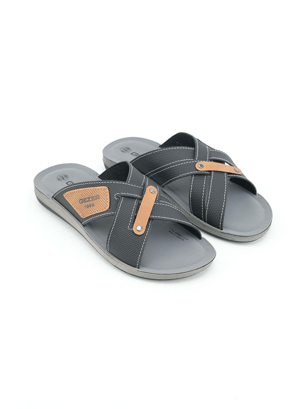 Siyah Yazlık Comfort Taban Suni Deri Erkek Terlik-2