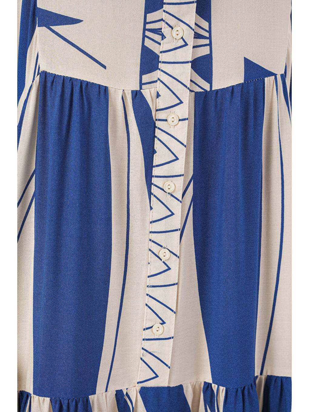 Antrasit Kadın Desenli Uzun Tesettür Elbise 2585 - C. İndigo-4