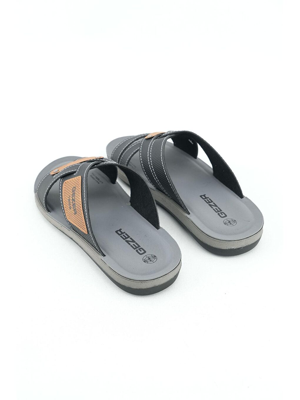 Siyah Yazlık Comfort Taban Suni Deri Erkek Terlik-3