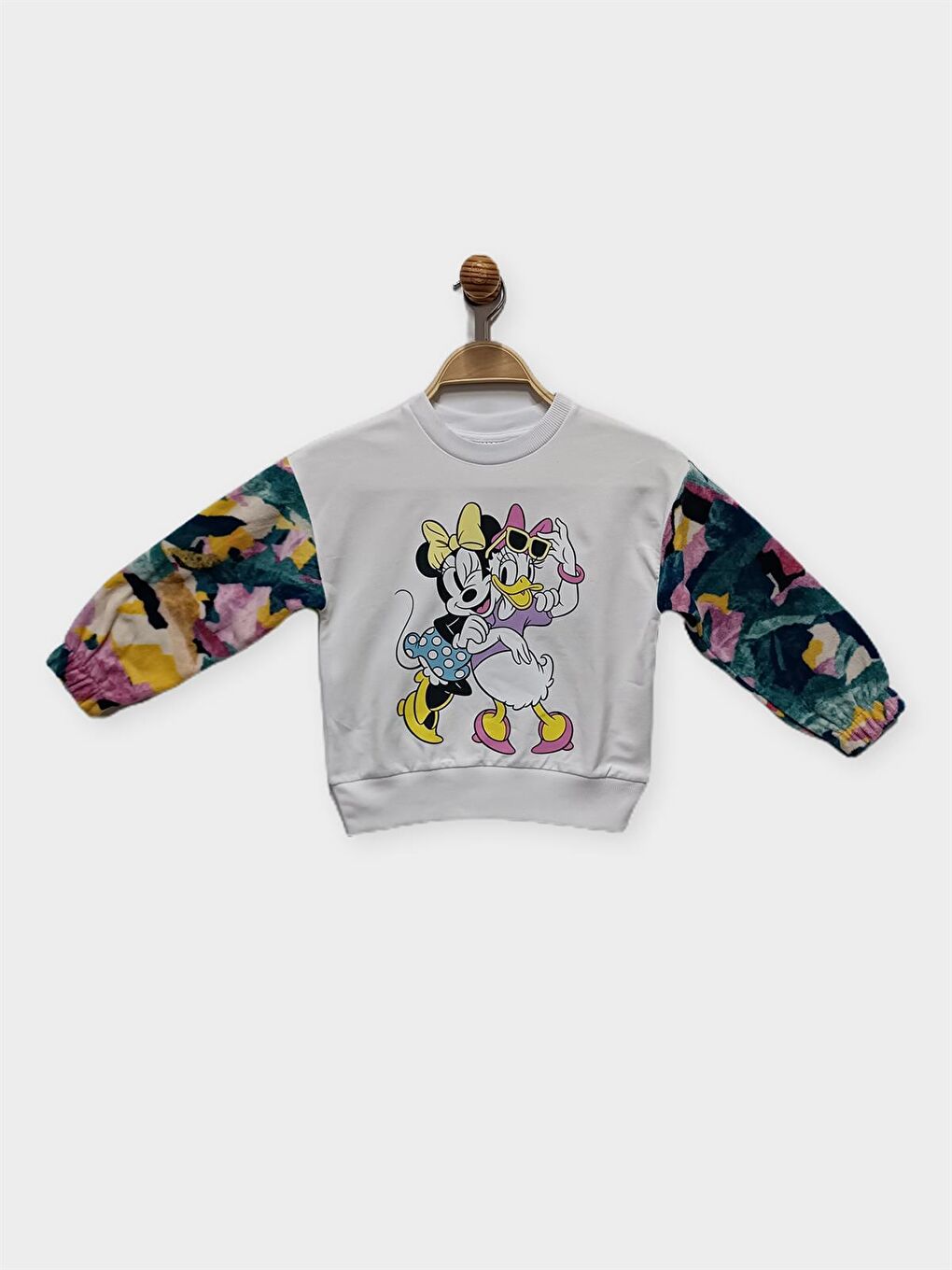 Beyaz Minnie Mouse Lisanslı Kız Çocuk Sweatshırt 22036