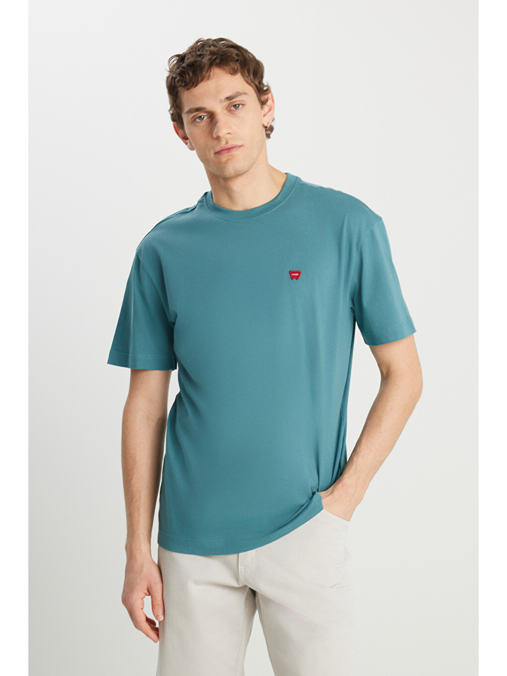 %100 Pamuk Relaxed Fit Geniş Kesim Minimal Logo Lacivert Tişört