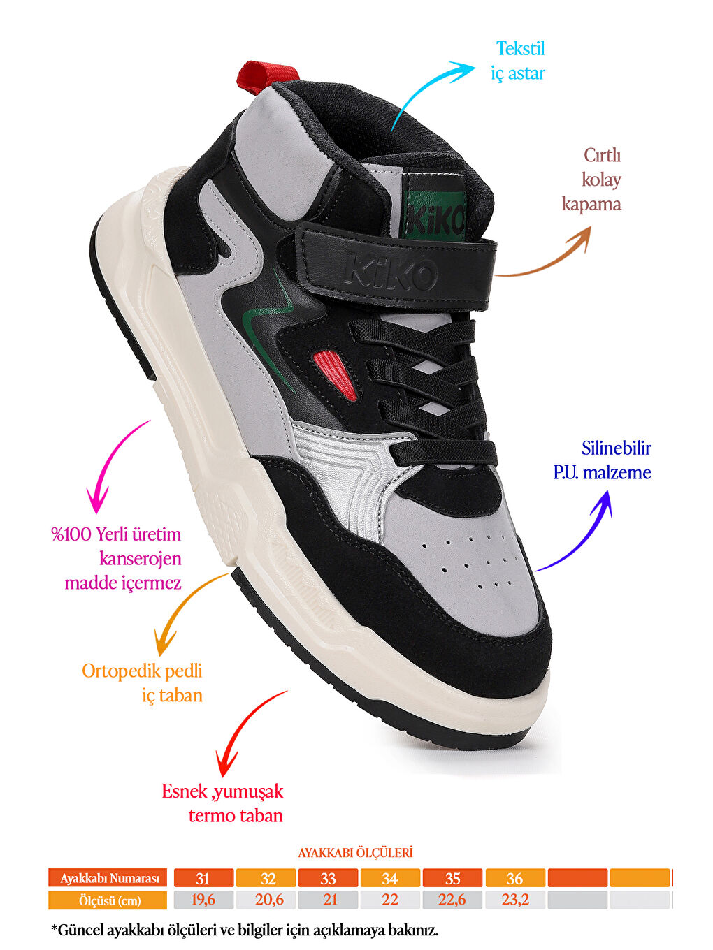 Siyah Hayka-3 Cırtlı Erkek Çocuk Spor Ayakkabı-1