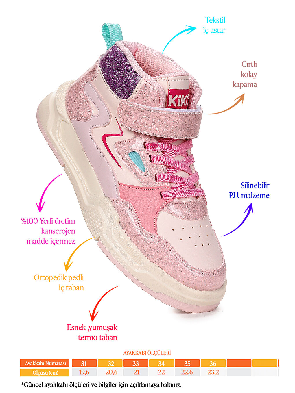 Pembe Hayka-3 Cırtlı Kız Çocuk Spor Ayakkabı-1