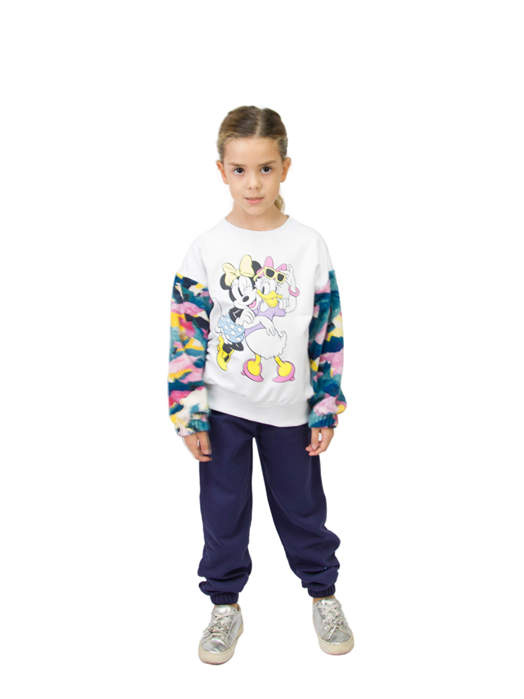 Beyaz Minnie Mouse Lisanslı Kız Çocuk Sweatshırt 22036-3