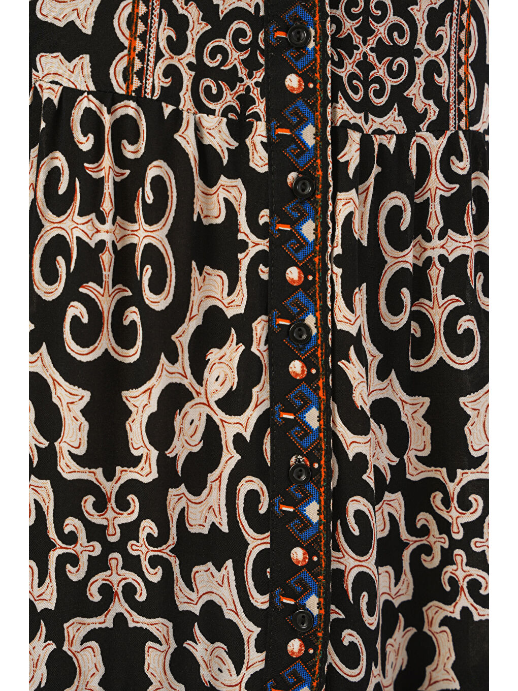 Kadın Desenli Uzun Tesettür Elbise 2585 - C.Siyah-4