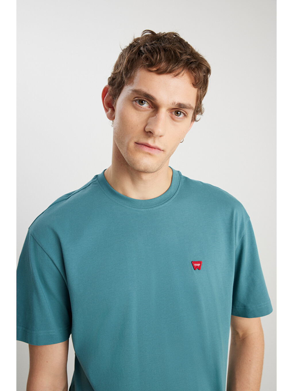 %100 Pamuk Relaxed Fit Geniş Kesim Minimal Logo Lacivert Tişört-3
