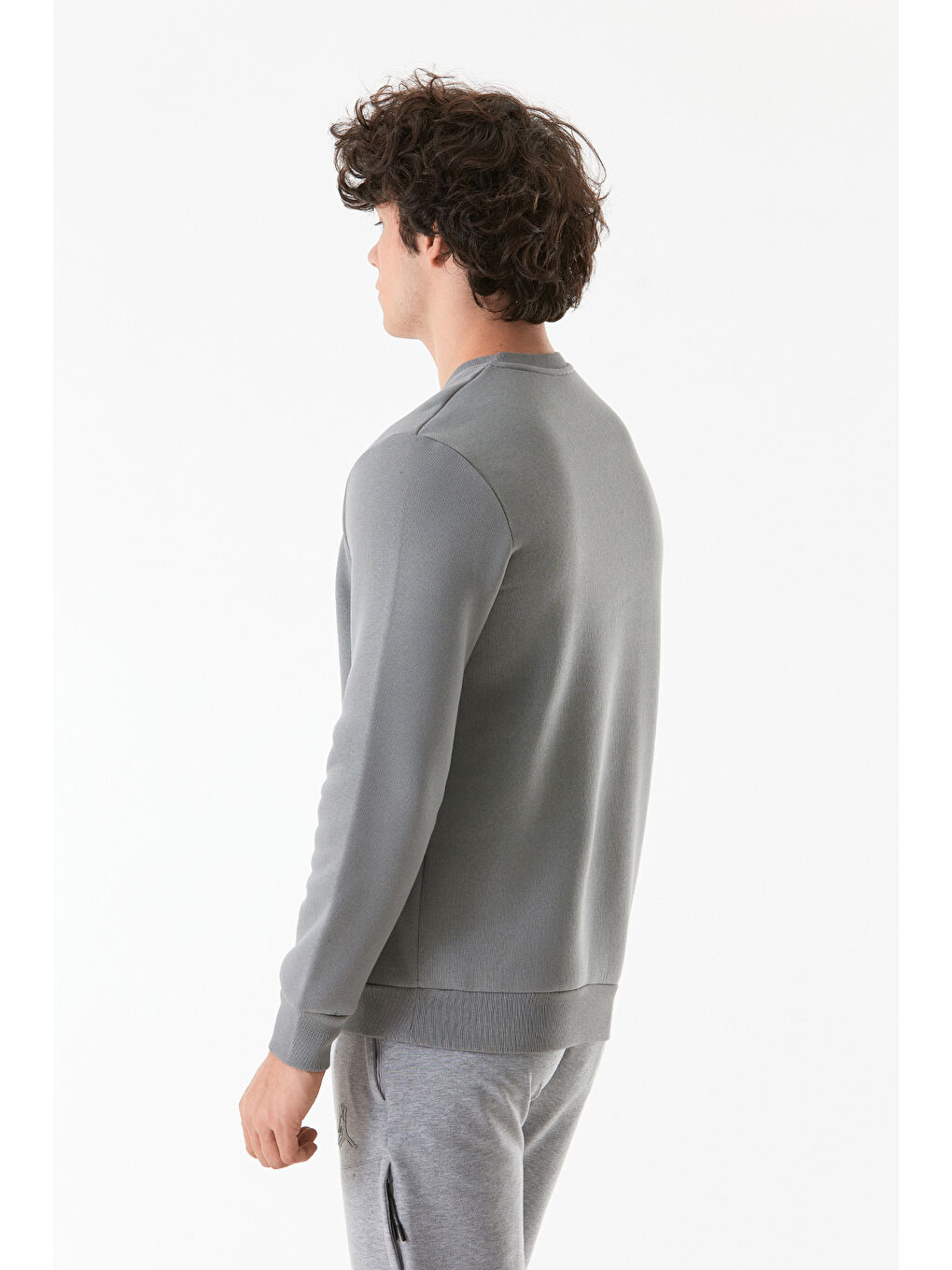 Fullamoda Gri Kabartmalı Bisiklet Yaka Sweatshirt - 4