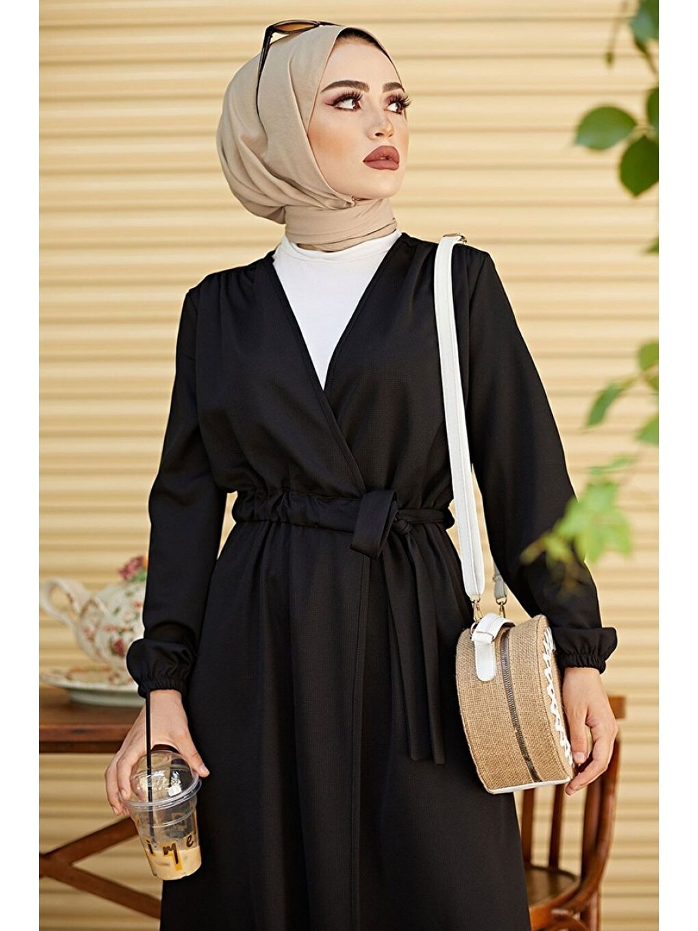 Belden Bağlamalı Hırka Siyah - 26586-1