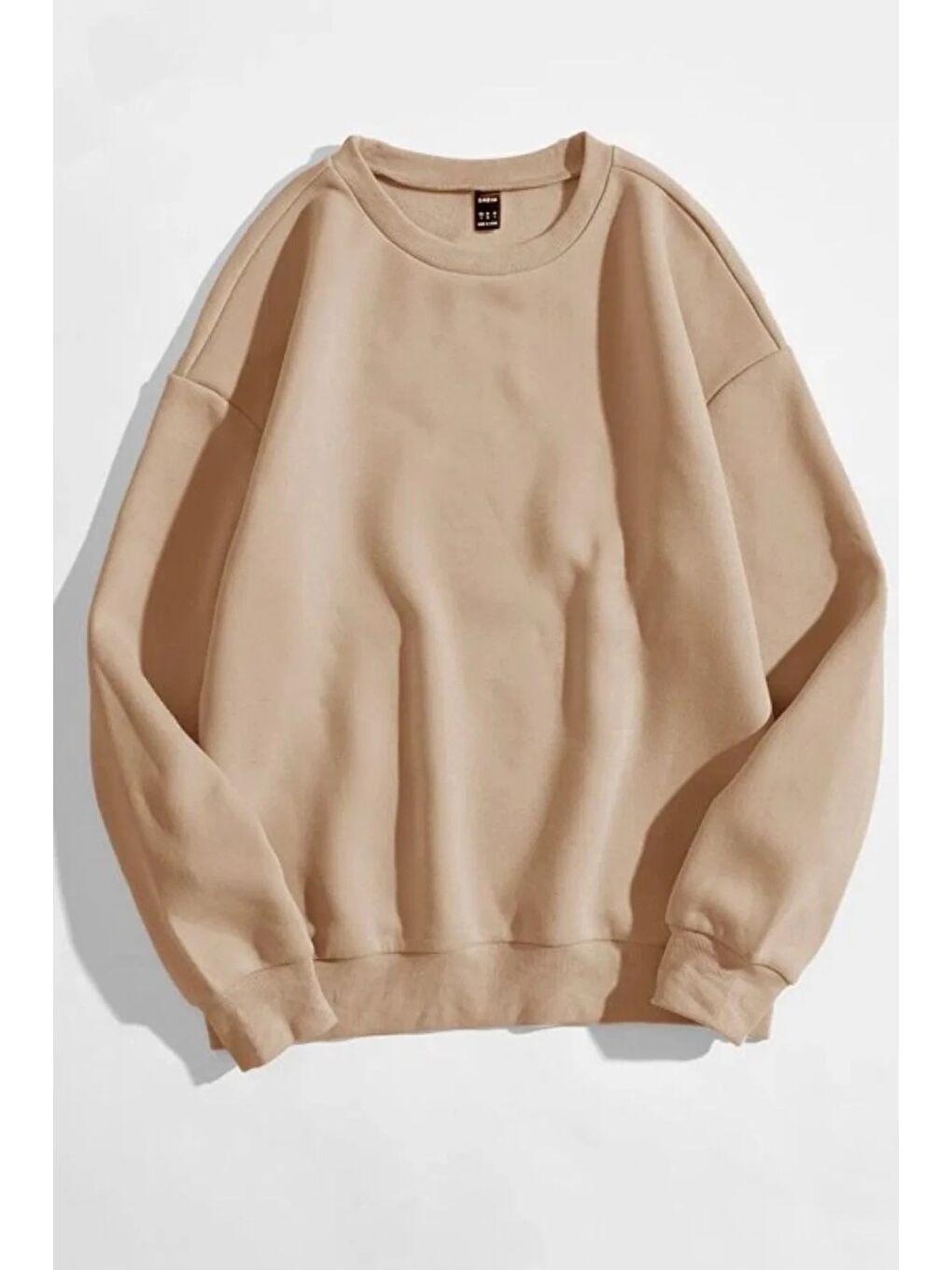 Kadın Bisiklet Yaka Oversize Sweatshirt Bej - 26567
