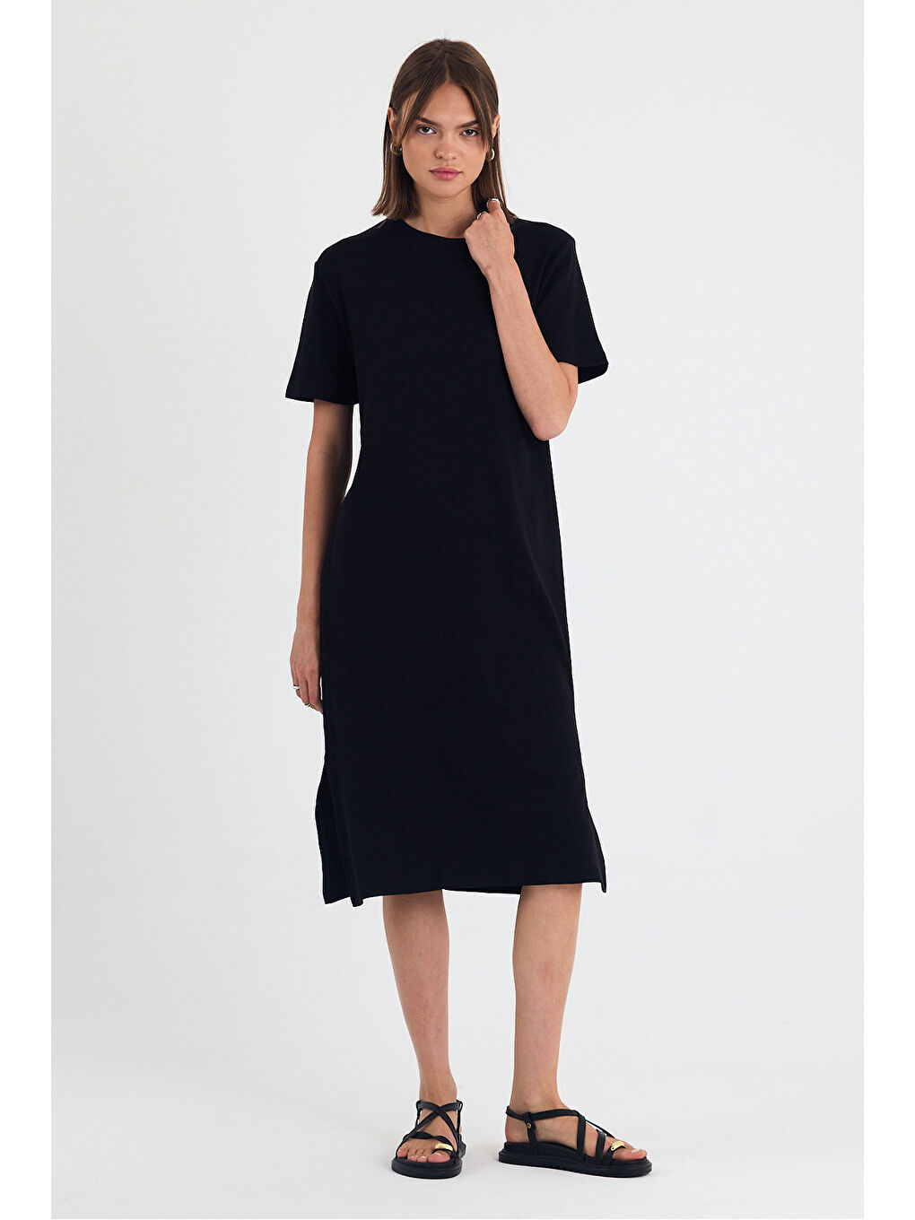 Kadın Kısa Kol Siyah Elbise-1