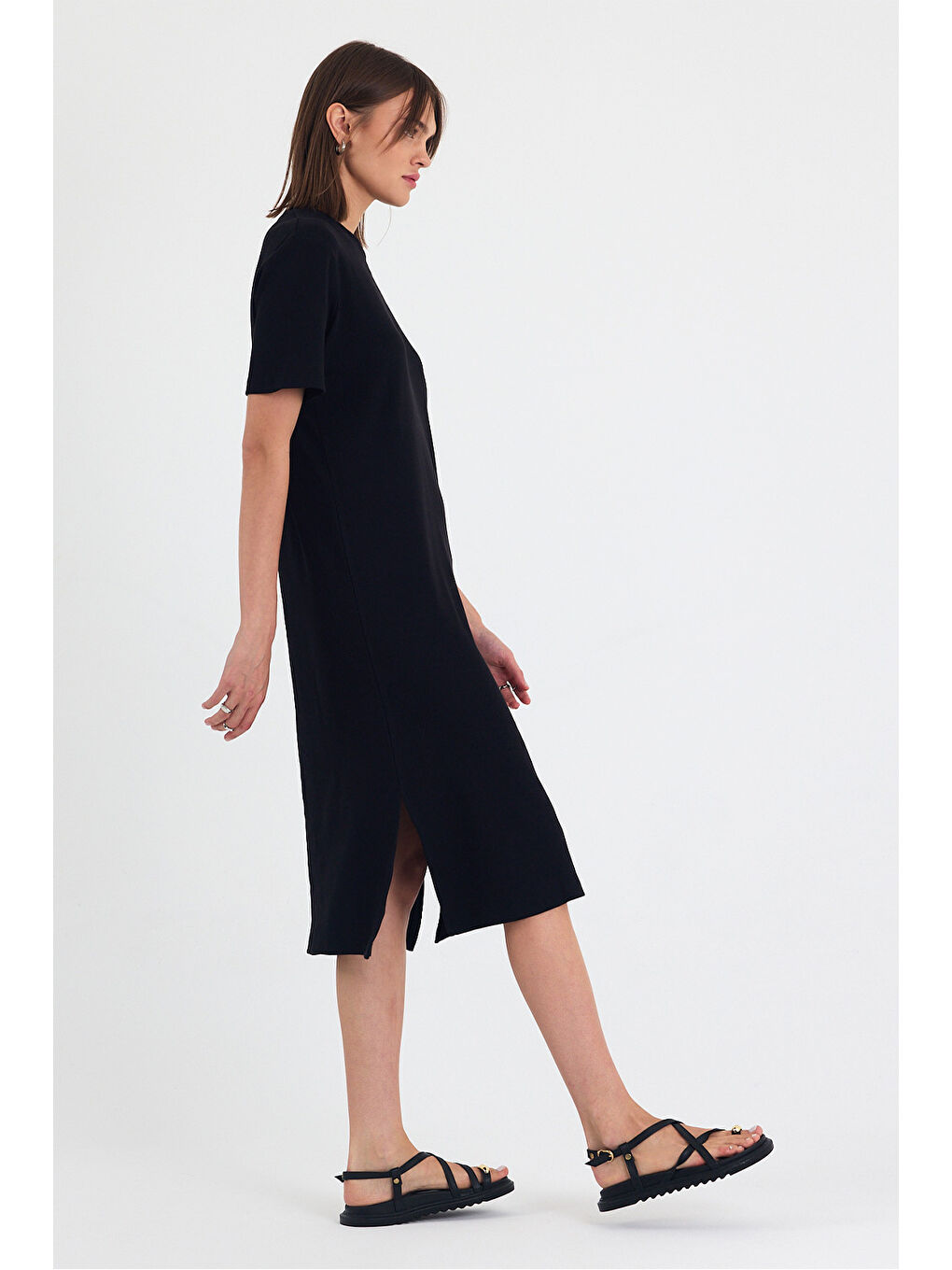 Kadın Kısa Kol Siyah Elbise-2