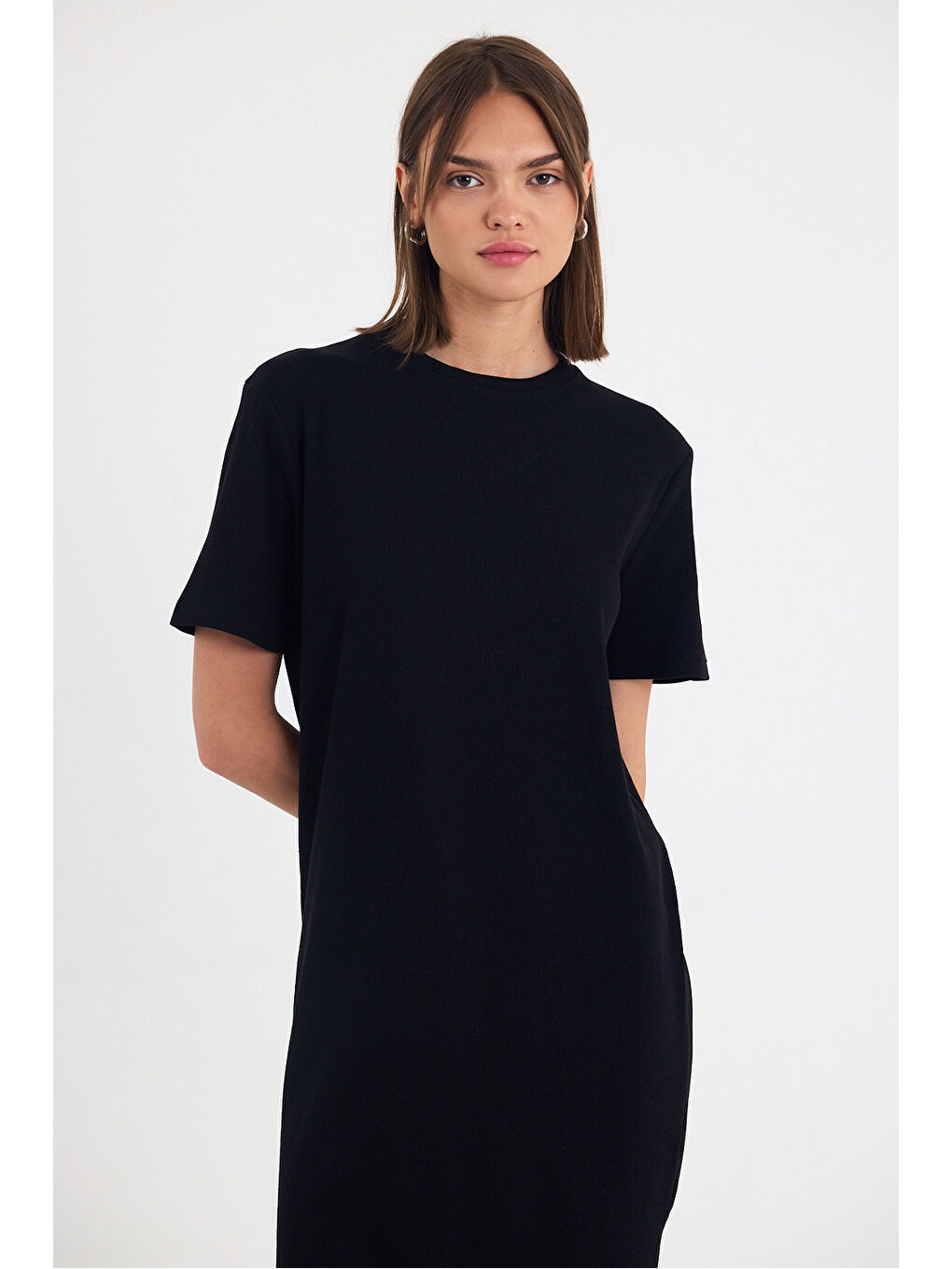 Kadın Kısa Kol Siyah Elbise-3