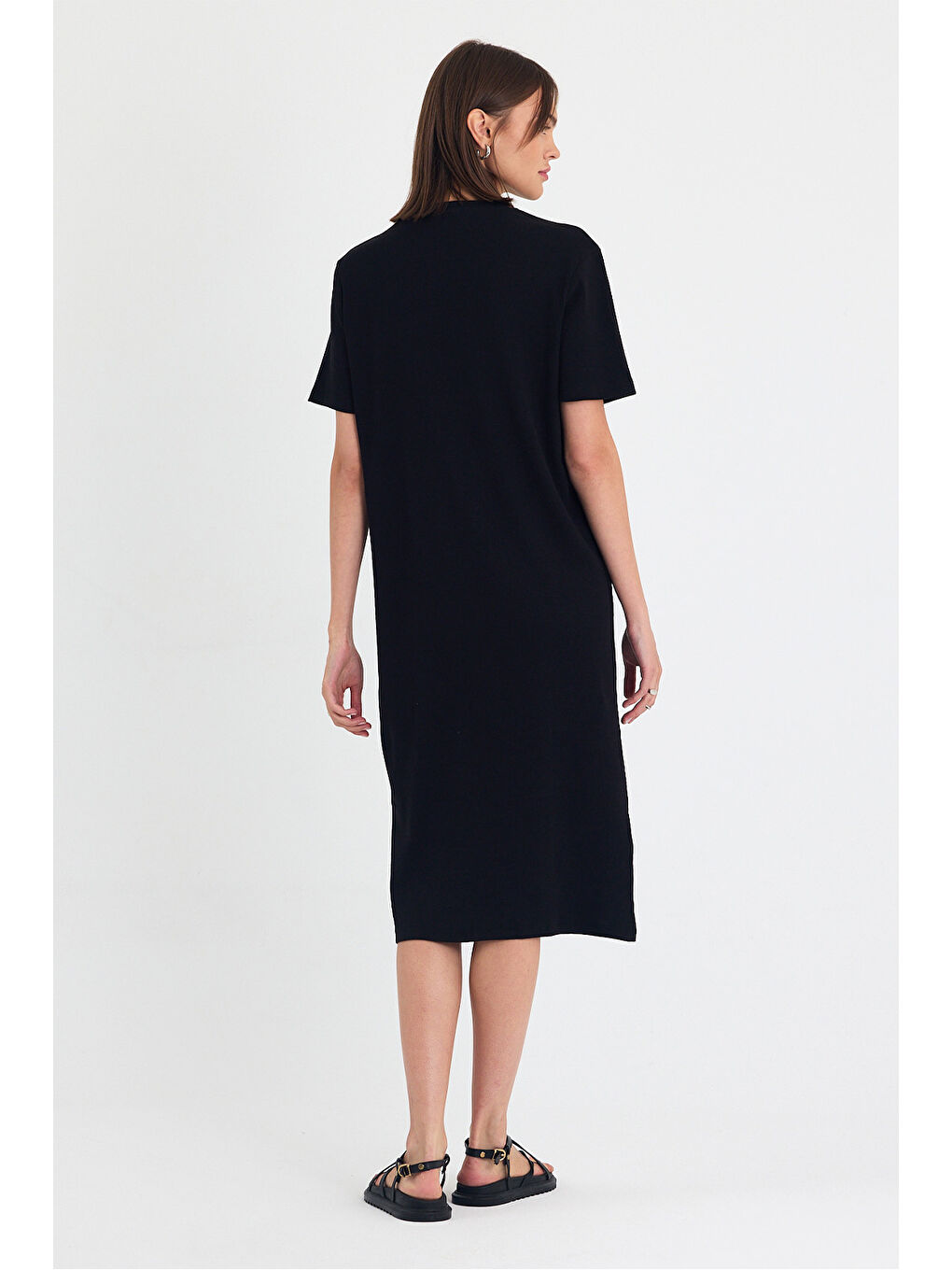 Kadın Kısa Kol Siyah Elbise-4