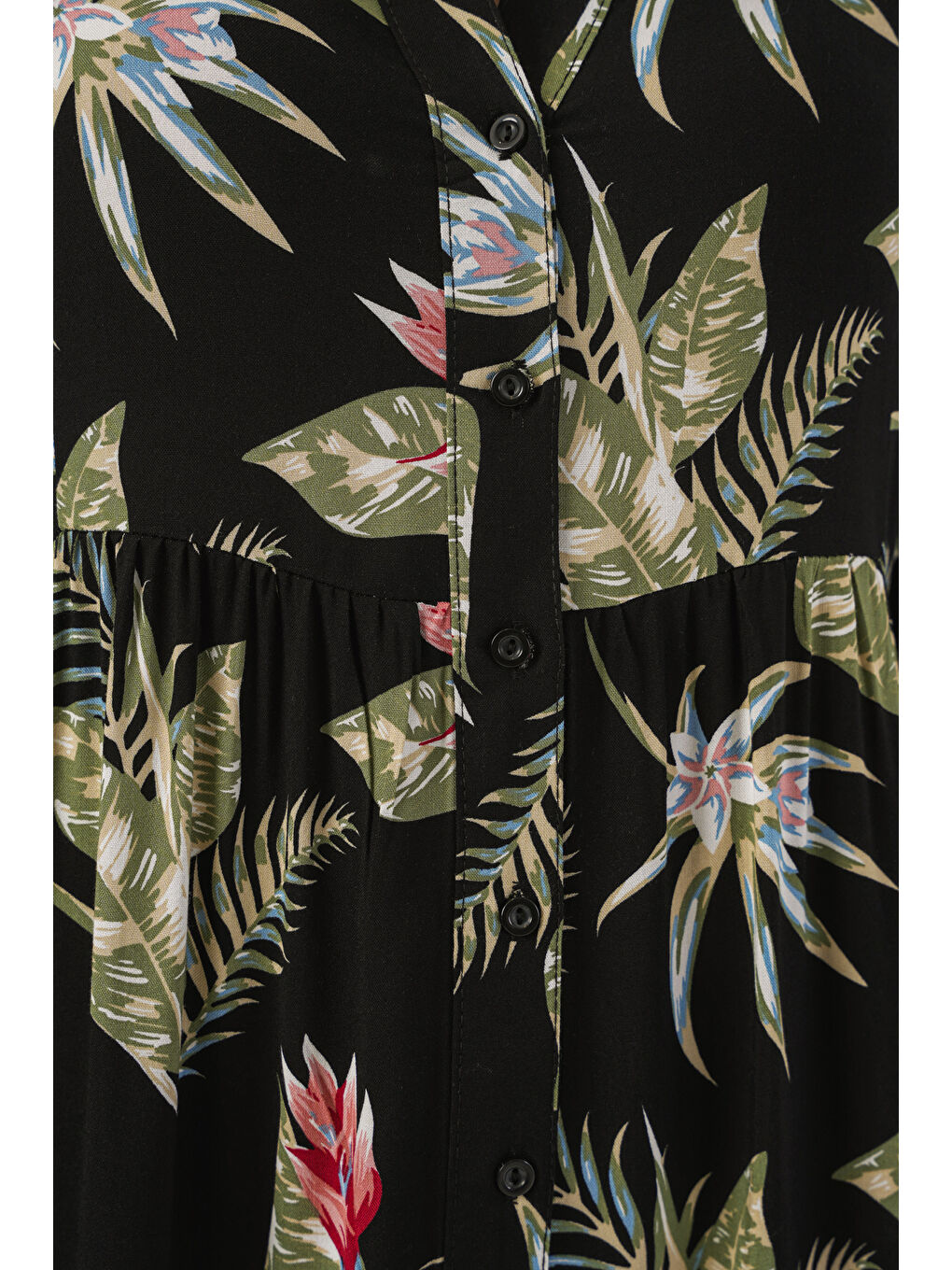 Kadın Desenli Uzun Tesettür Elbise 2585 - K. Siyah-5