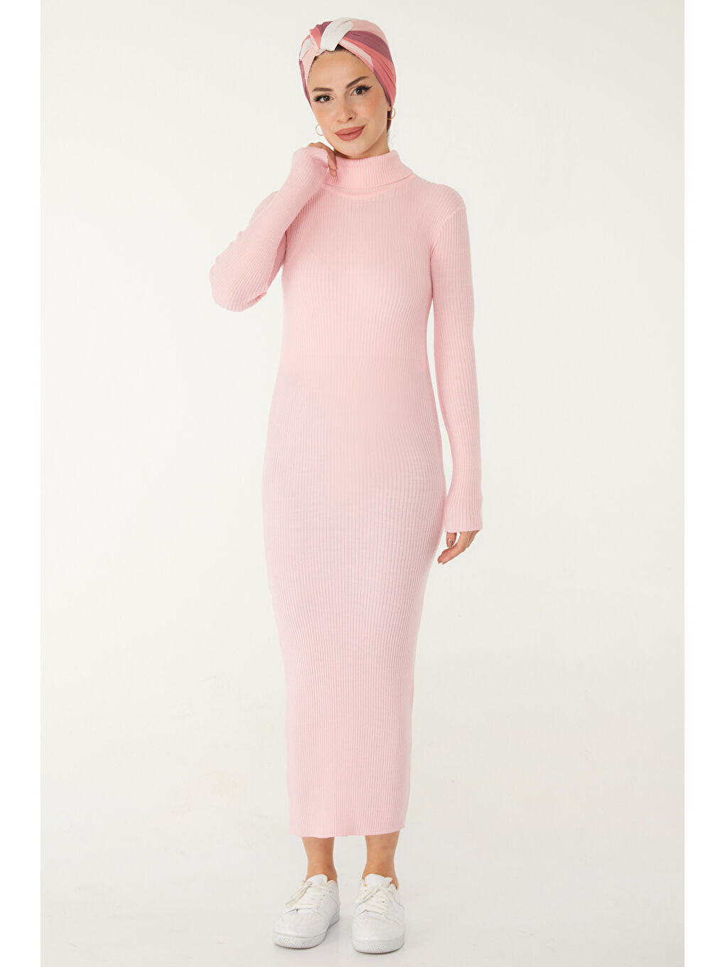 Triko Elbise Pembe - 26526-1