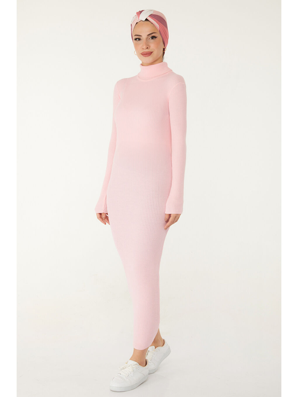 Triko Elbise Pembe - 26526-3