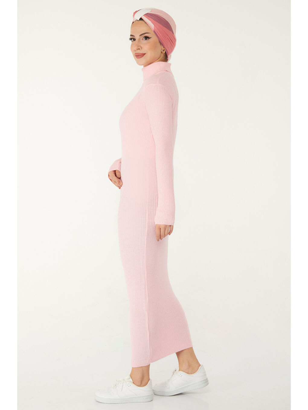 Triko Elbise Pembe - 26526-4