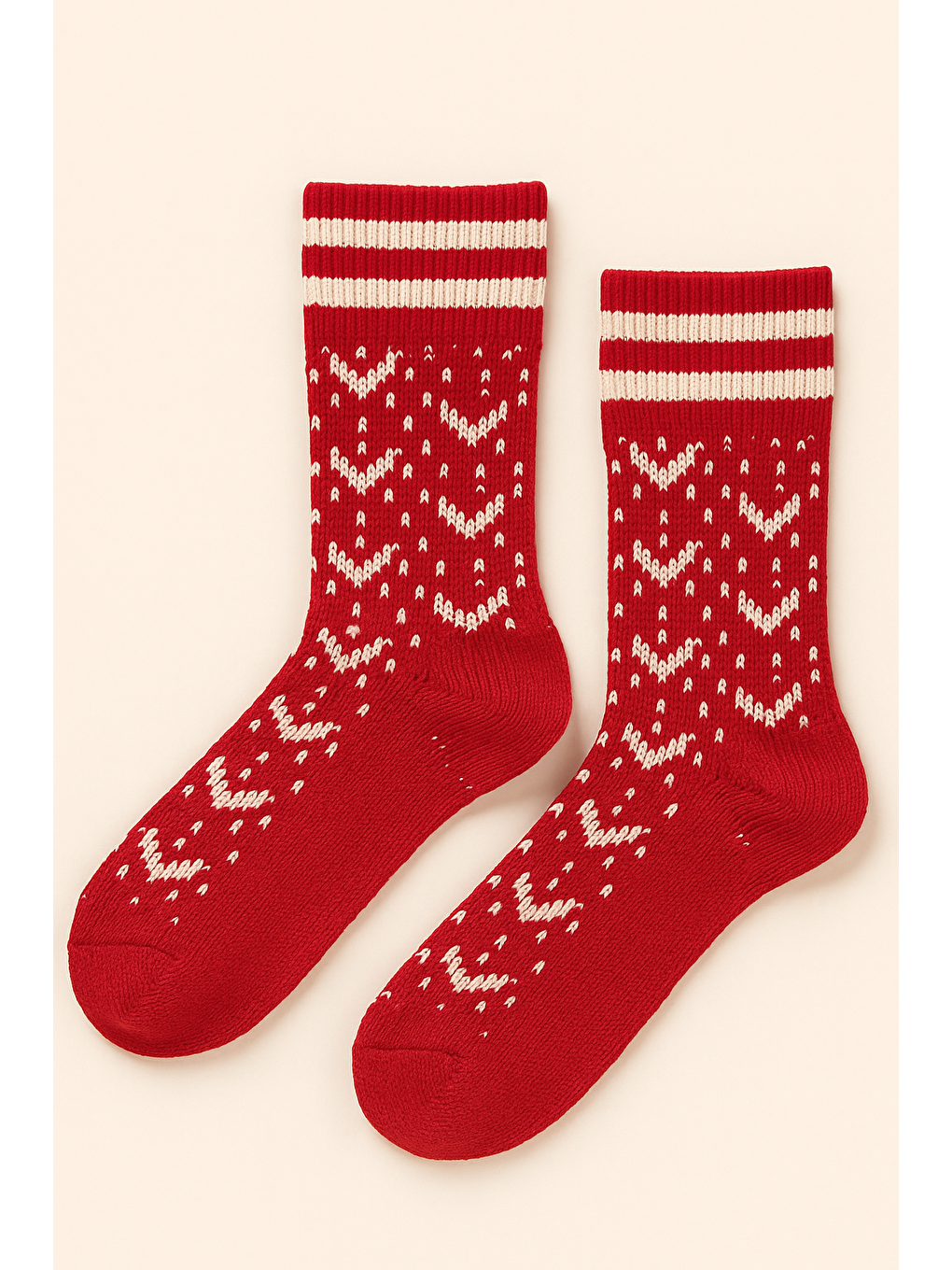 Kadın Desenli Soket Çorap Kırmızı